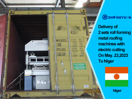 Entrega de 2 juegos de máquina perfiladora de techos metálicos con corte eléctrico el 23 de mayo de 2023 a Níger