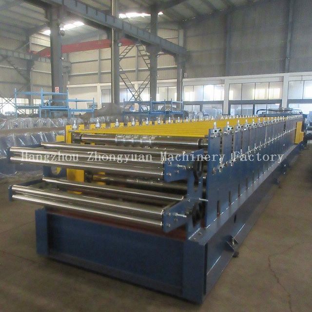 Máquina perfiladora de láminas para techos de doble capa con corte volador