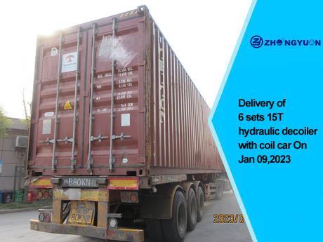 Entrega de 6 juegos de desbobinadores hidráulicos de 15T con carro de bobina el 9 de enero de 2023