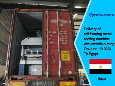 Entrega de máquina perfiladora de techos metálicos con corte eléctrico el 19 de junio de 2023 a Egipto