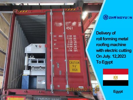 Entrega de máquina perfiladora de techos metálicos con corte eléctrico el 12 de julio de 2023 a Egipto